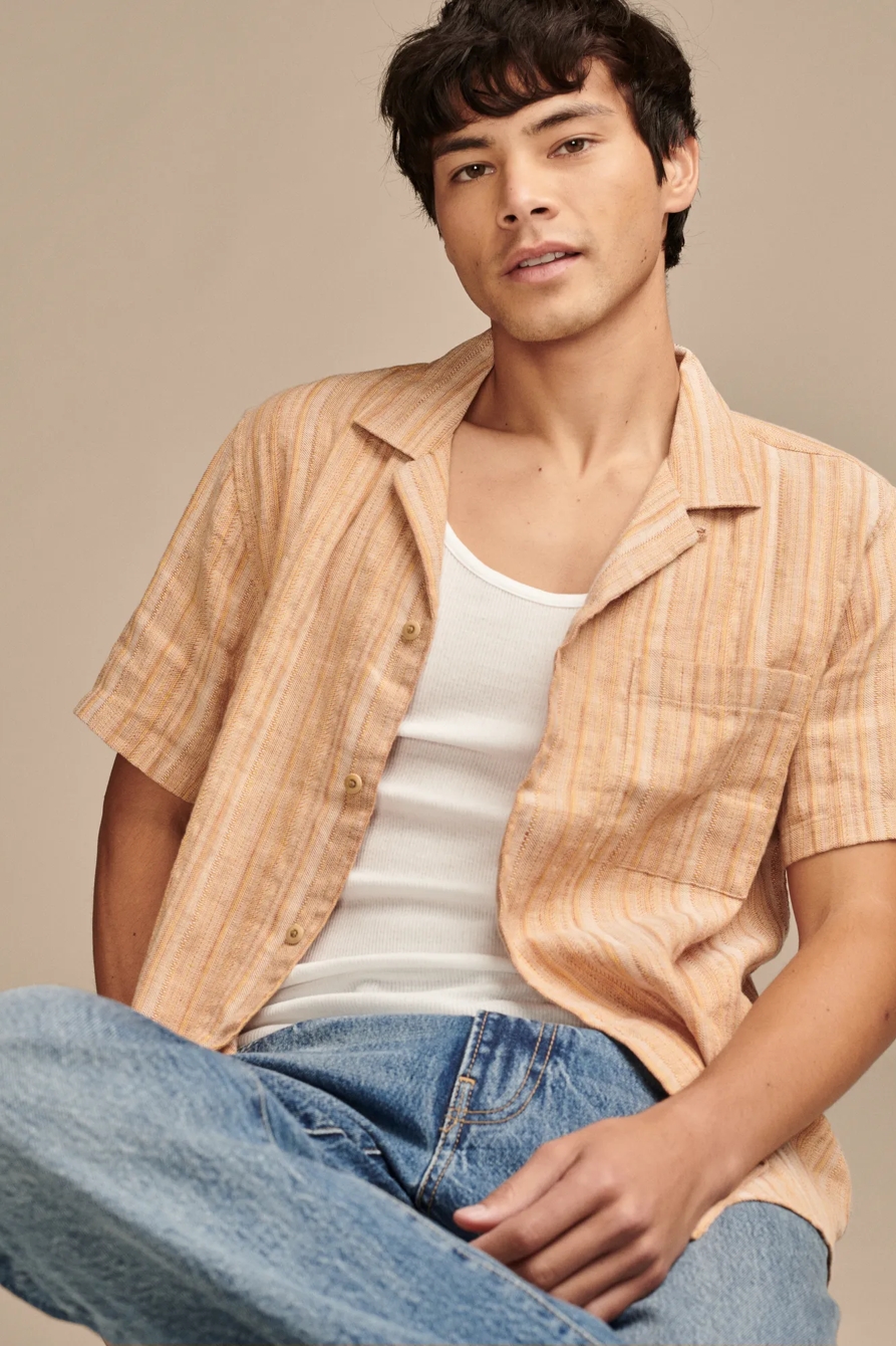 STRIPED LINEN CAMP SHIRT, image 3