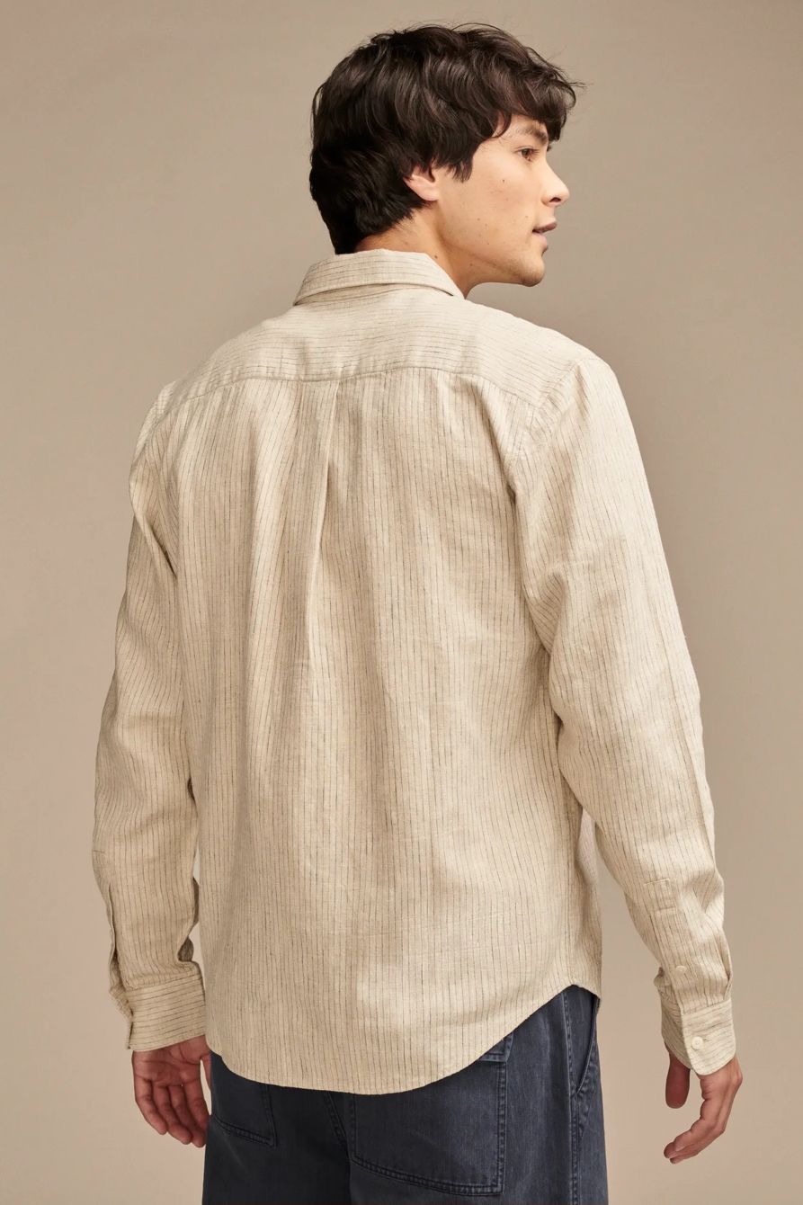 RAILROAD STRIPE LINEN ONE POCKET LONG SLEEVE SHIRT, image 4