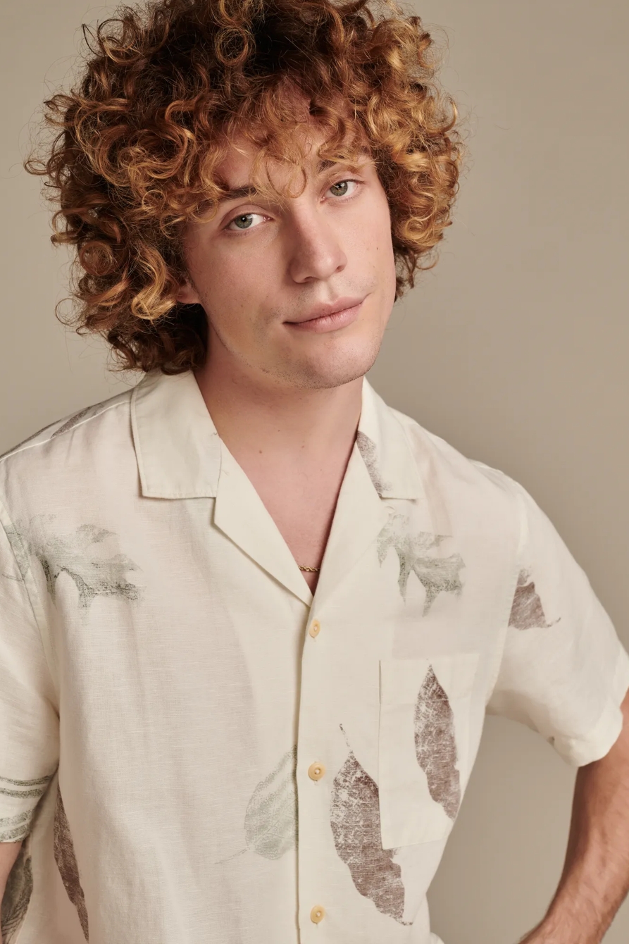 PRINTED LINEN CAMP COLLAR SHORT SLEEVE SHIRT, image 3