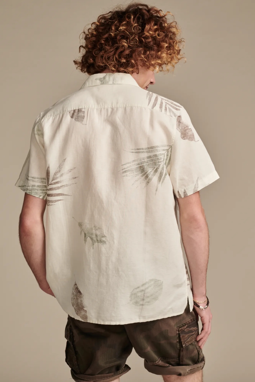 PRINTED LINEN CAMP COLLAR SHORT SLEEVE SHIRT, image 4