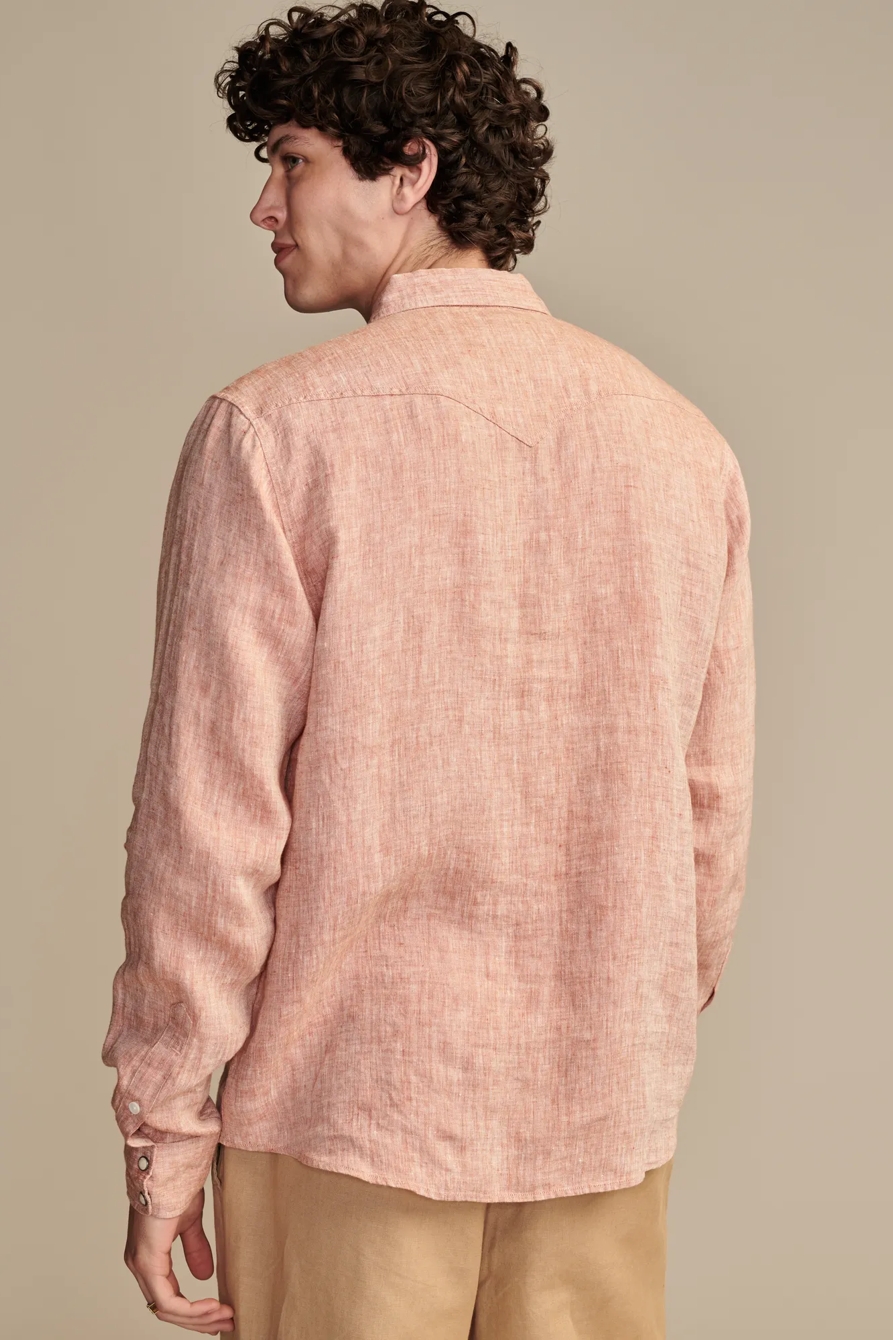 YARN-DYE LINEN WESTERN LONG SLEEVE SHIRT, image 5