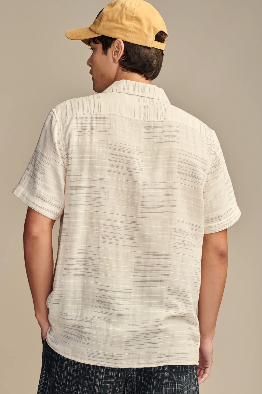 PATCHWORK DOUBLE WEAVE SHORT SLEEVE CAMP COLLAR SHIRT, image 4