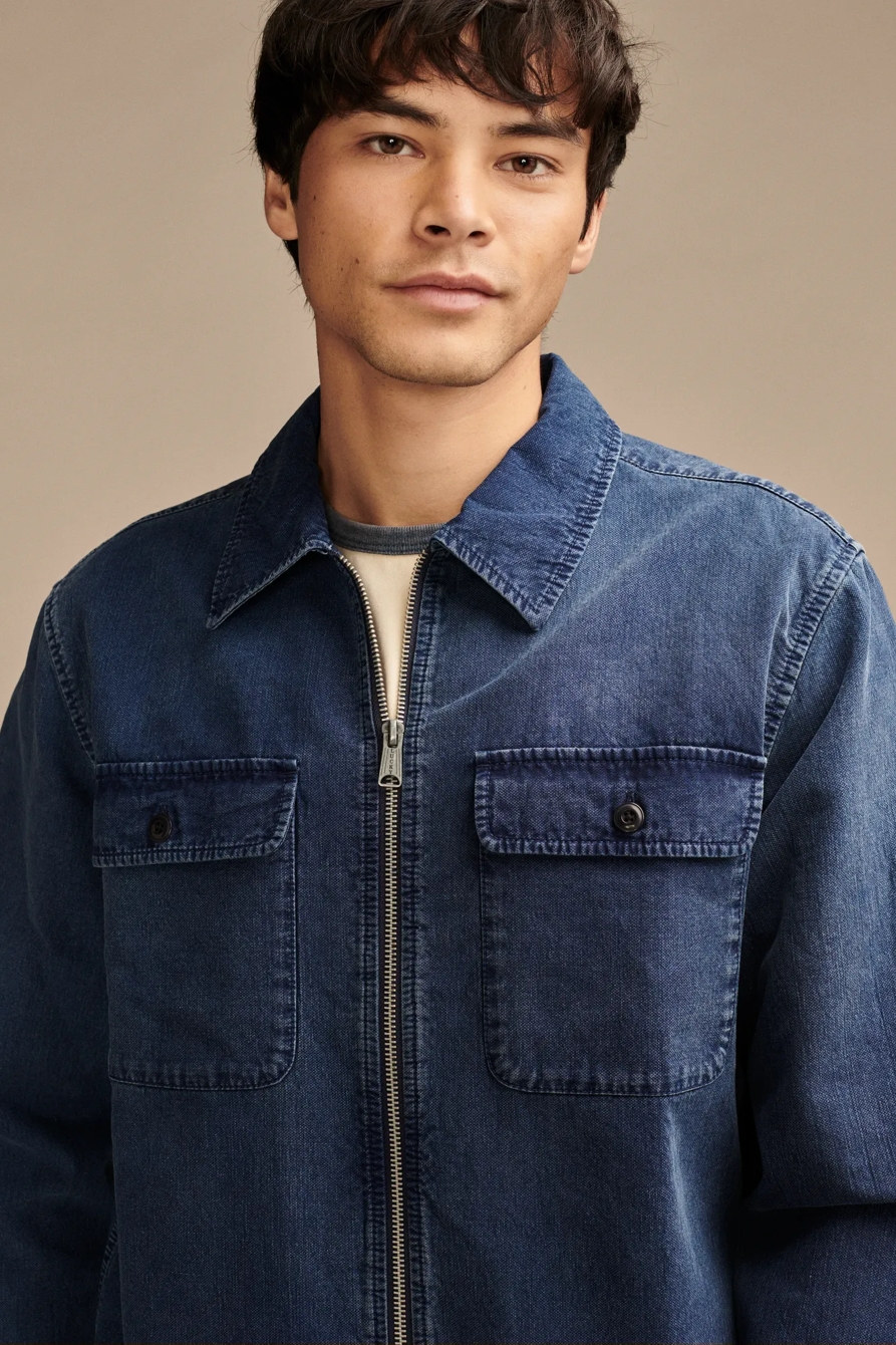 ZIP FRONT OVER-SHIRT WITH STRIPED LINING, image 3