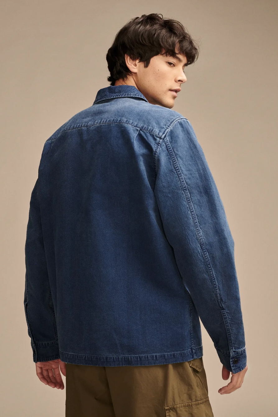 ZIP FRONT OVER-SHIRT WITH STRIPED LINING, image 4
