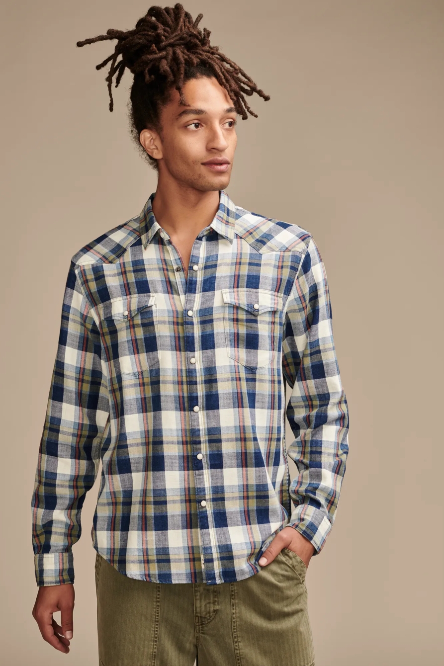 PLAID INDIGO WESTERN SHIRT, image 2