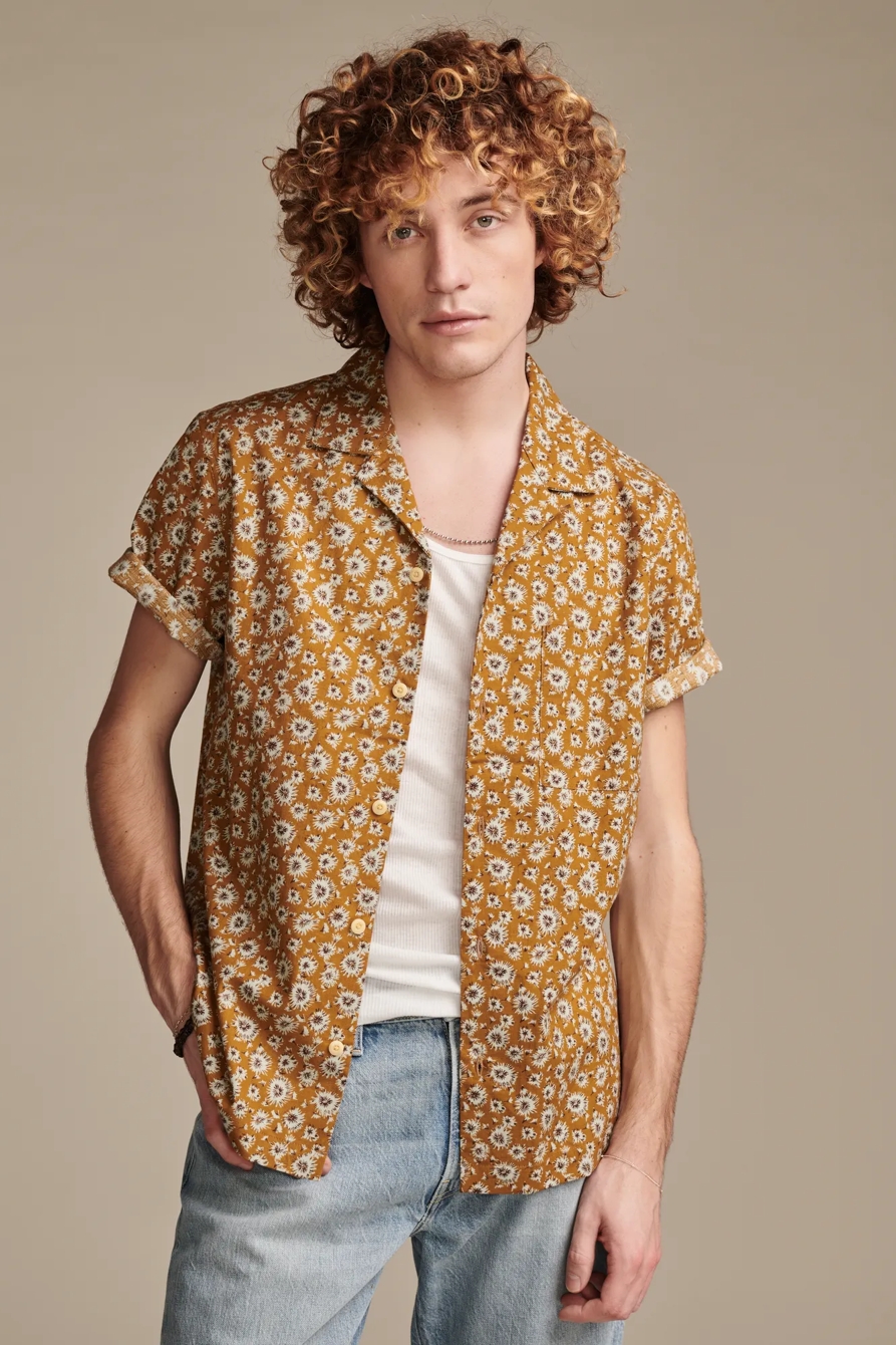 PRINTED CAMP COLLAR SHORT SLEEVE SHIRT, image 1