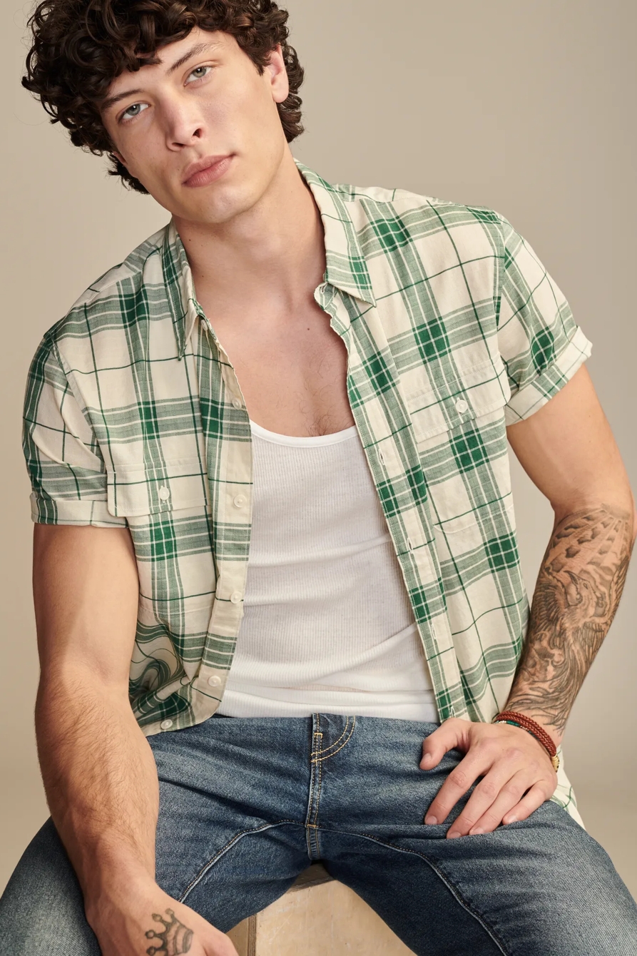 PLAID UTILITY SHORT SLEEVE SHIRT, image 2