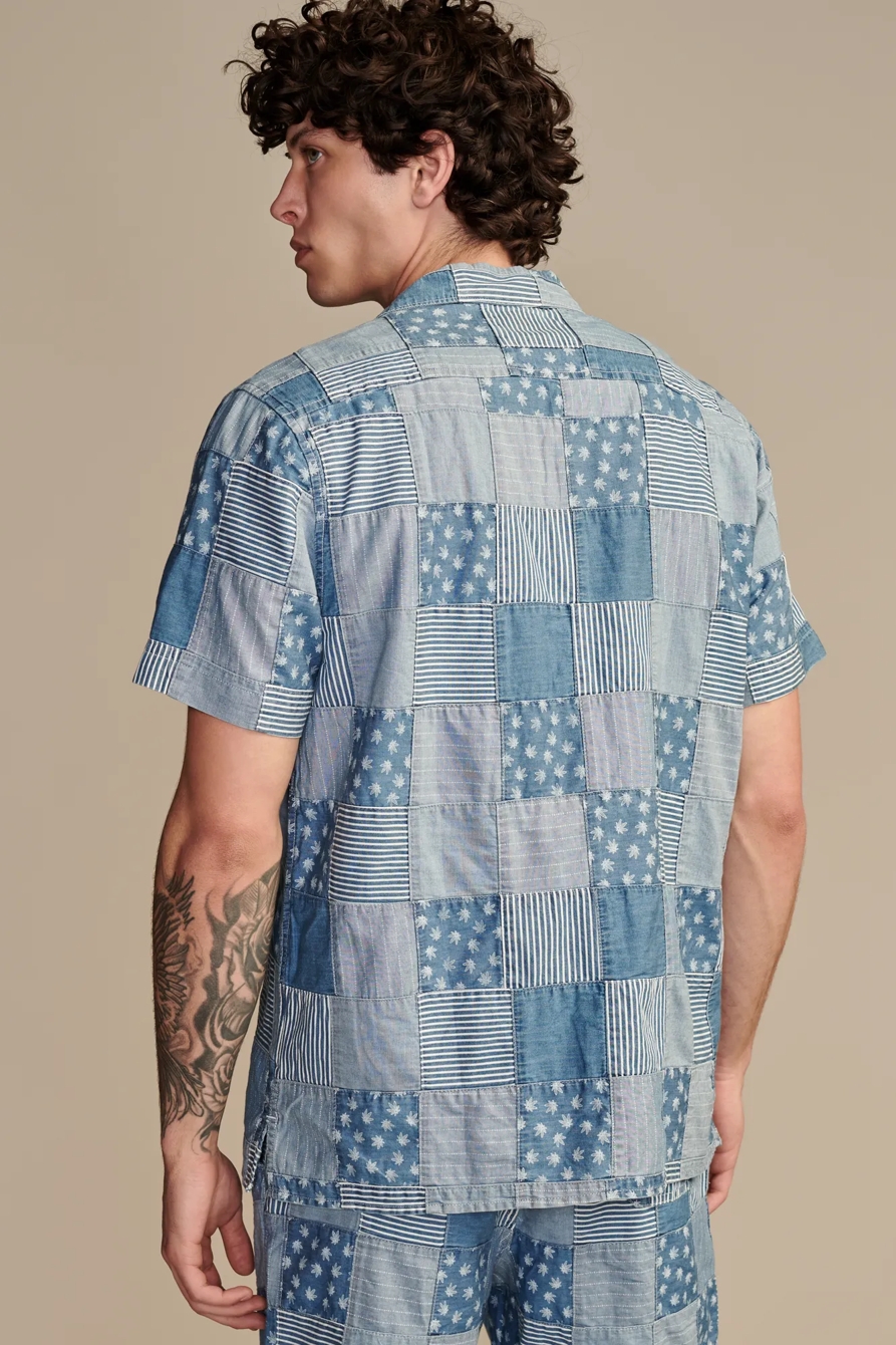 HIGHEST QUALITY LAZER LEAF INDIGO CAMP COLLAR SHORT SLEEVE *, image 4