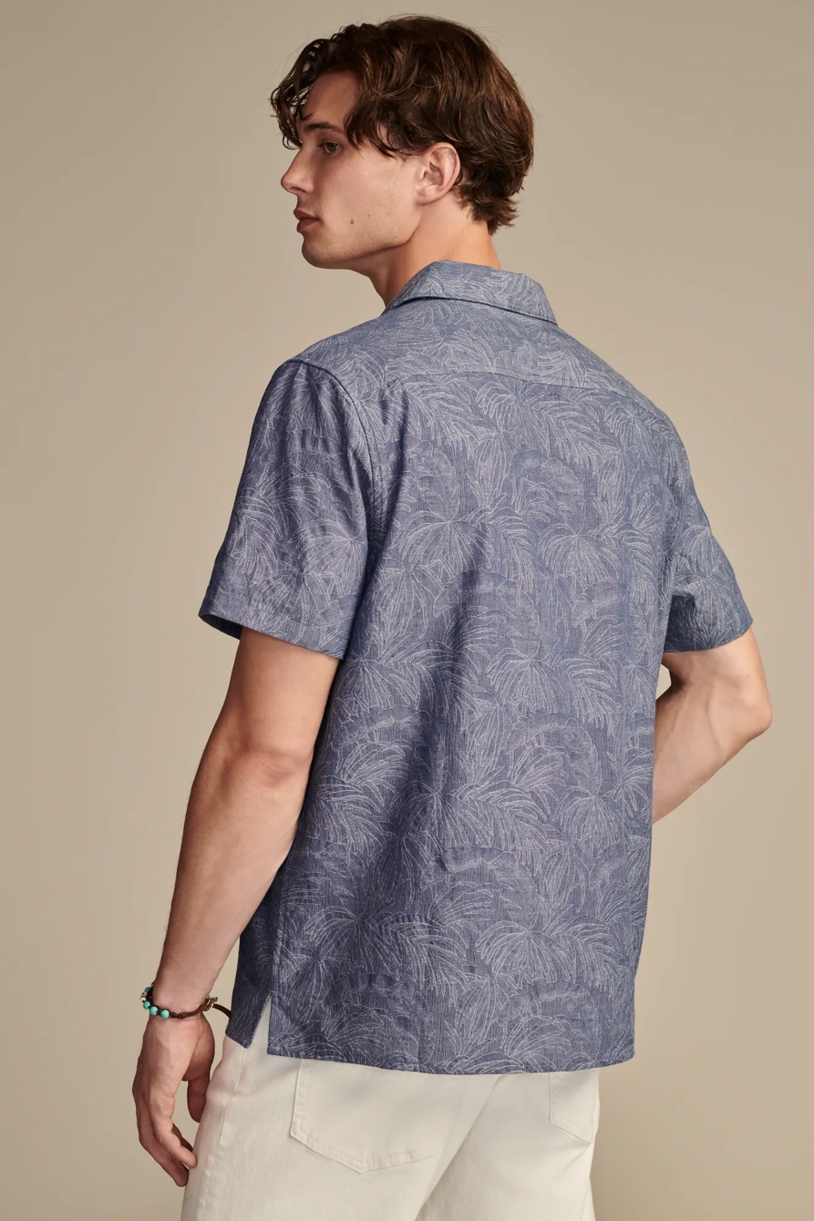TROPICAL LEAF JACQUARD SHORT SLEEVE CAMP COLLAR SHIRT, image 5