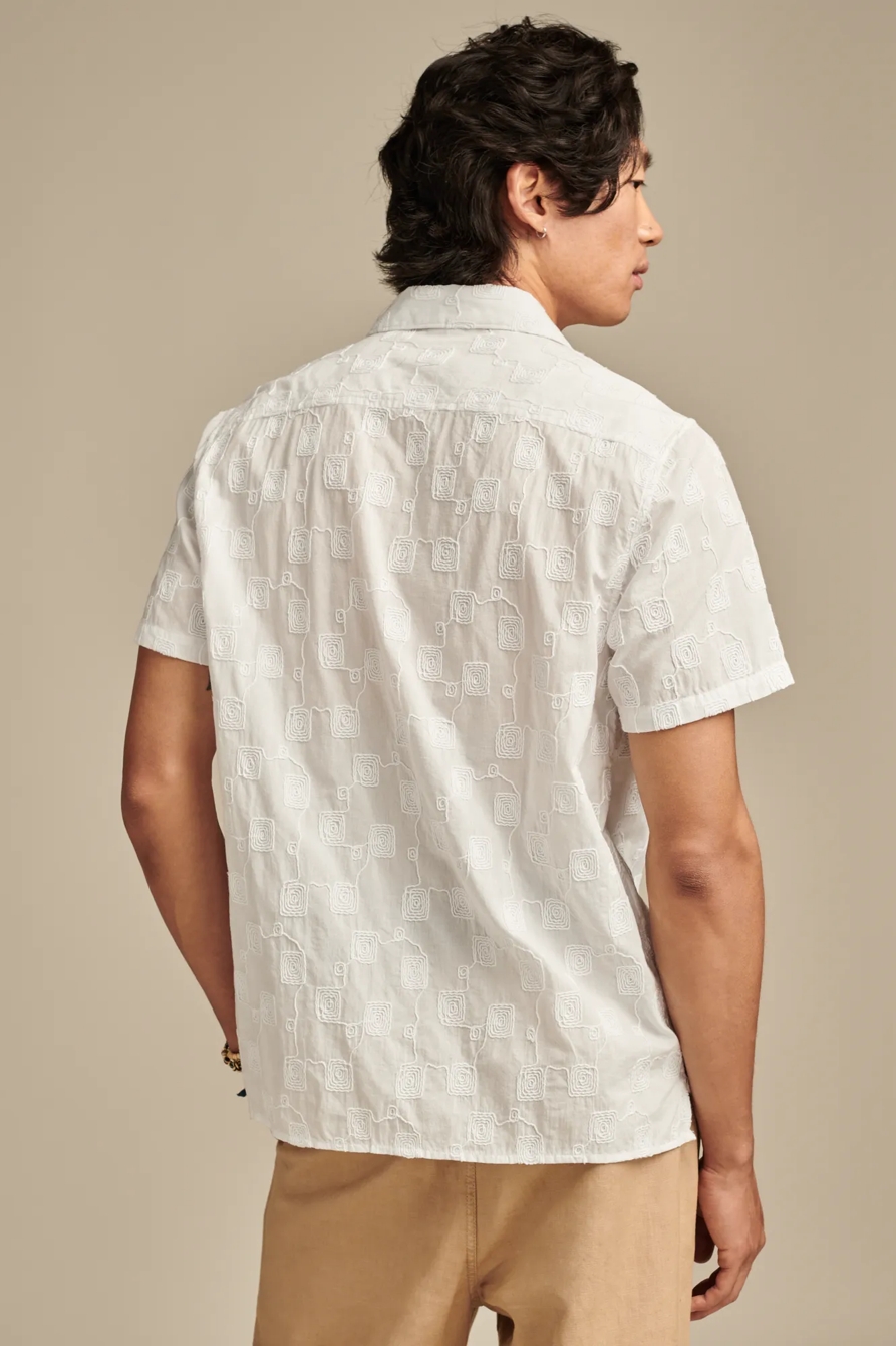 EMBROIDERED CAMP COLLAR TEXTURED SHORT SLEEVE SHIRT, image 4