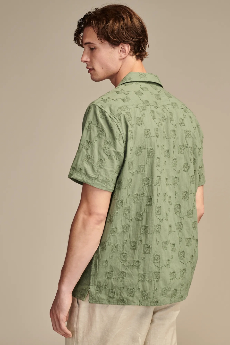 EMBROIDERED CAMP COLLAR TEXTURED SHORT SLEEVE SHIRT, image 4