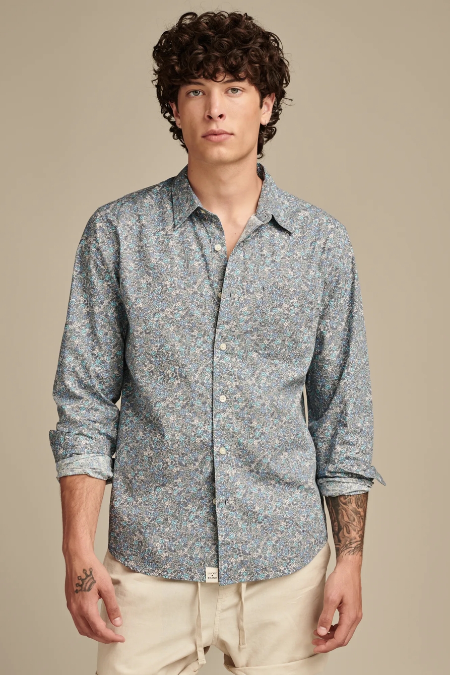 FLORAL SAN GABRIEL LONG SLEEVE 1 POCKET SHIRT, image 1