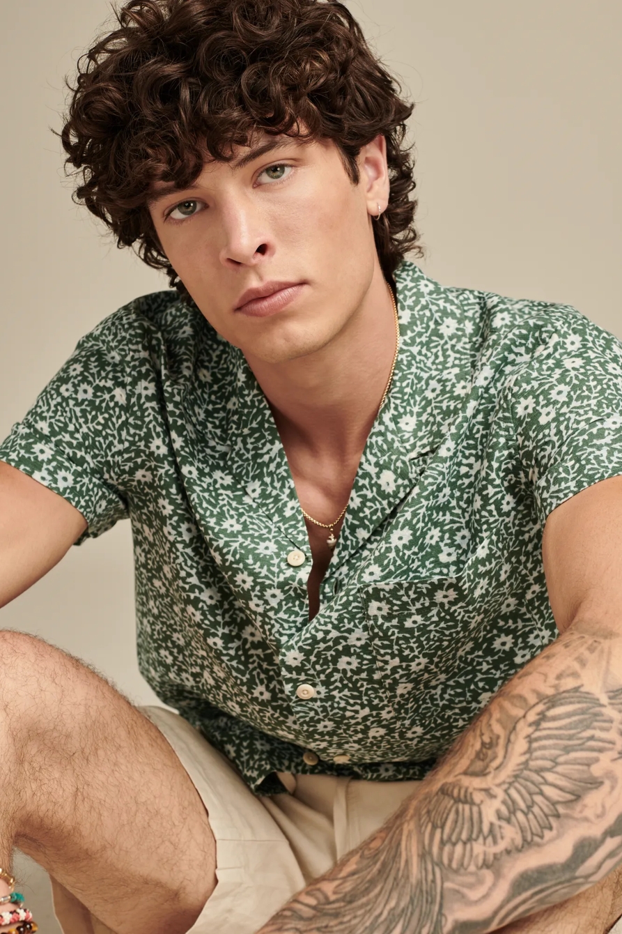 PRINTED SHORT SLEEVE CAMP COLLAR SHIRT, image 5