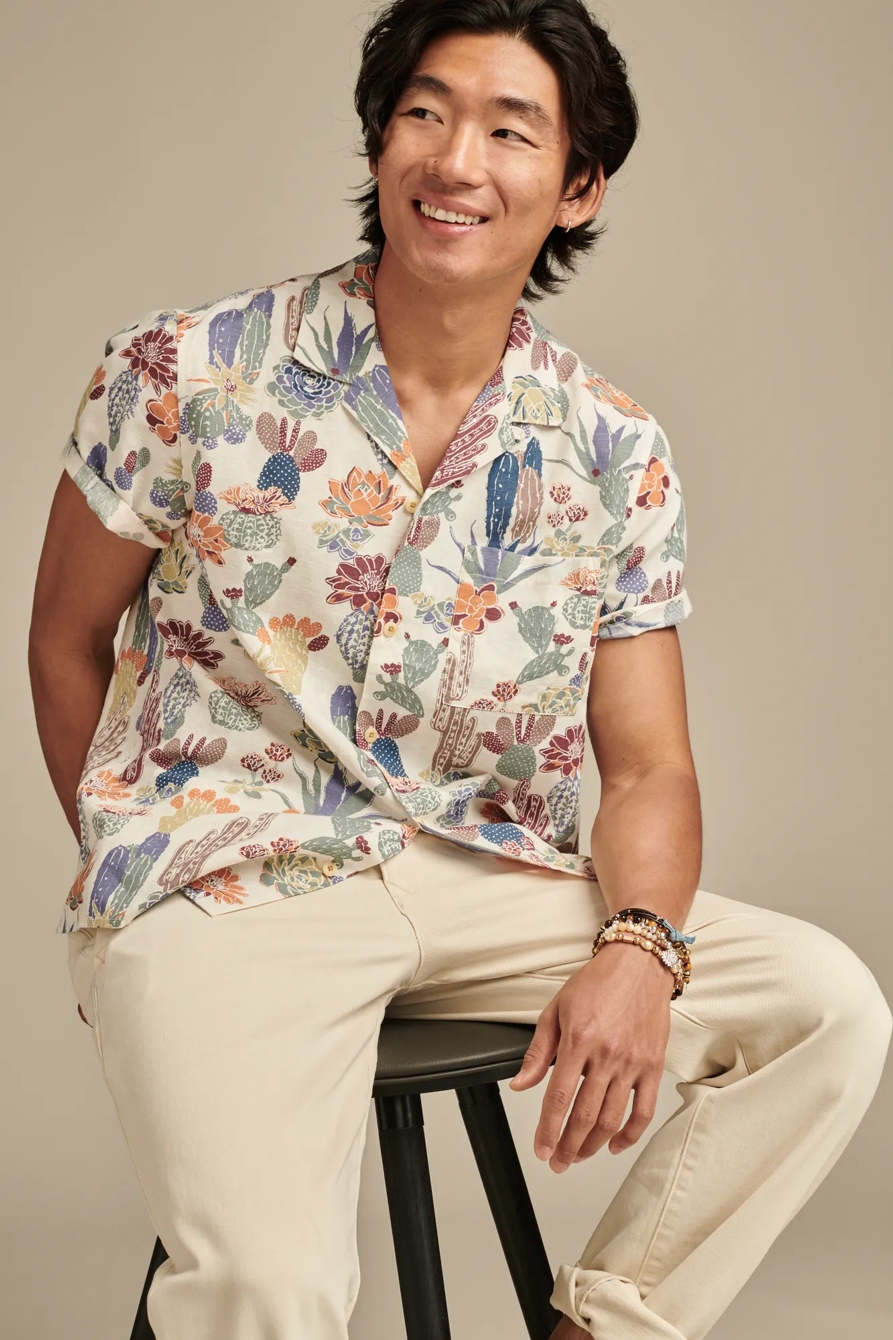 PRINTED SHORT SLEEVE CAMP COLLAR SHIRT, image 5