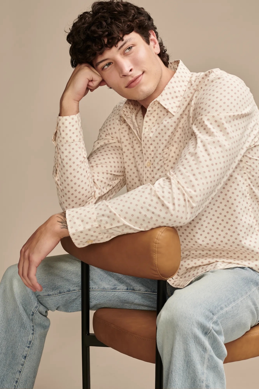 PRINTED POPLIN ONE POCKET LONG SLEEVE SHIRT, image 2