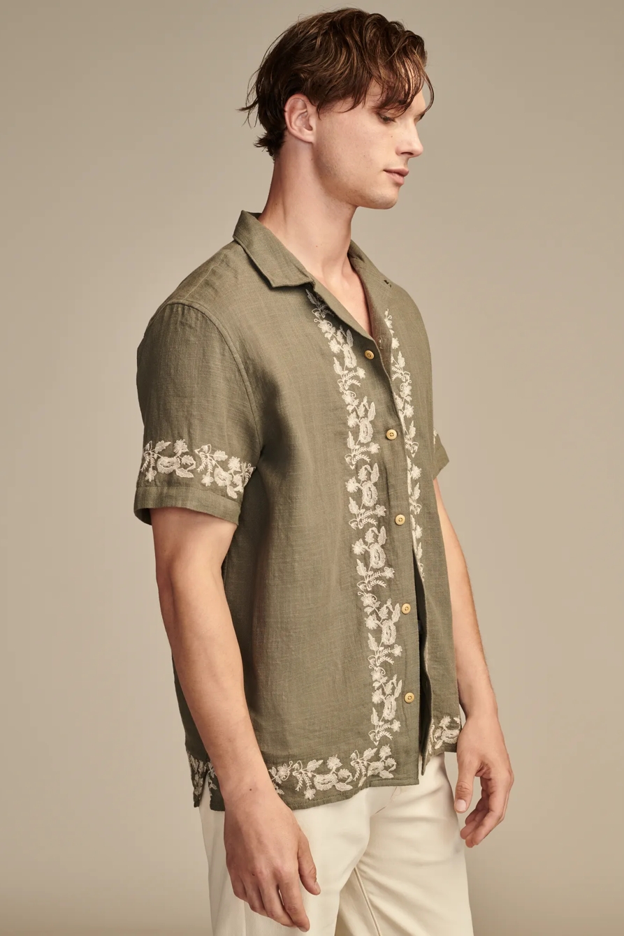 EMBROIDERED CAMP COLLAR SHORT SLEEVE SHIRT, image 3