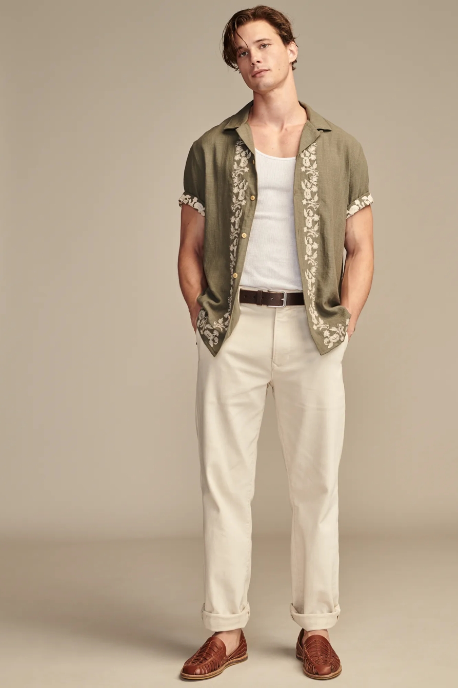 EMBROIDERED CAMP COLLAR SHORT SLEEVE SHIRT, image 5