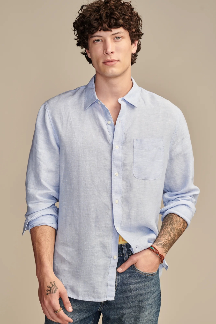 SOLID SAN GABRIEL LONG SLEEVE LINEN SHIRT, image 1