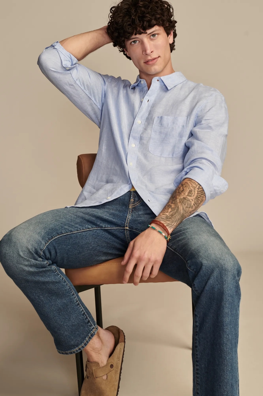 SOLID SAN GABRIEL LONG SLEEVE LINEN SHIRT, image 2