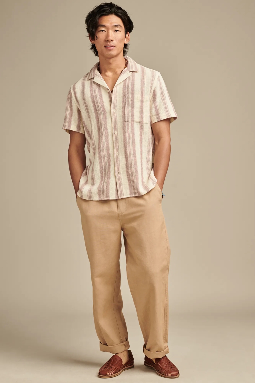 TEXTURED STRIPE SHORT SLEEVE CAMP COLLAR SHIRT, image 2