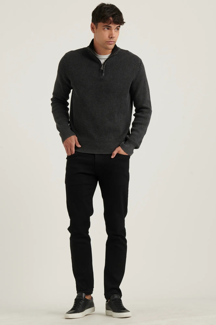 1/2 ZIPPED WASHED COTTON MOCK NECK, image 2