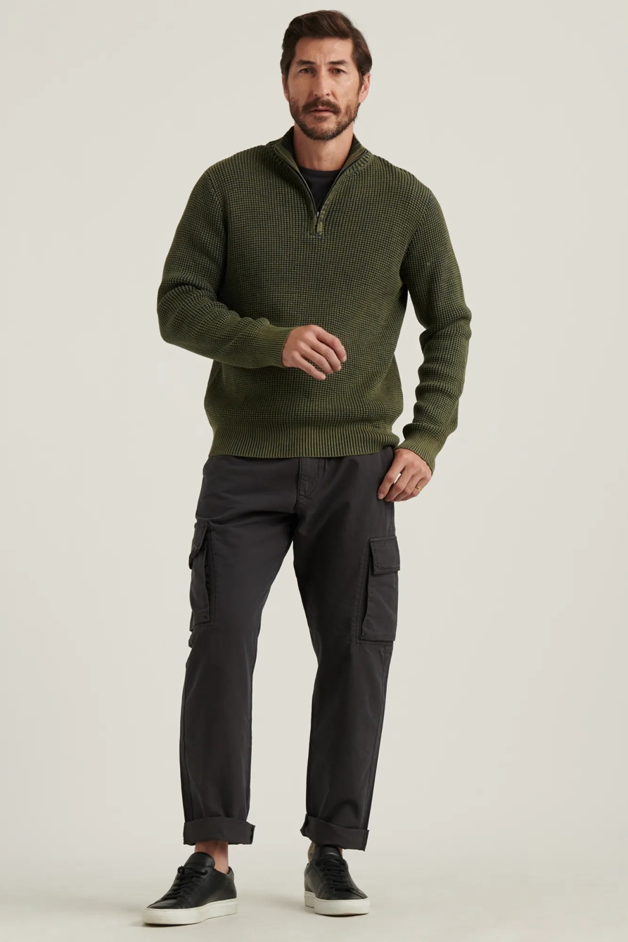 1/2 ZIPPED WASHED COTTON MOCK NECK, image 2