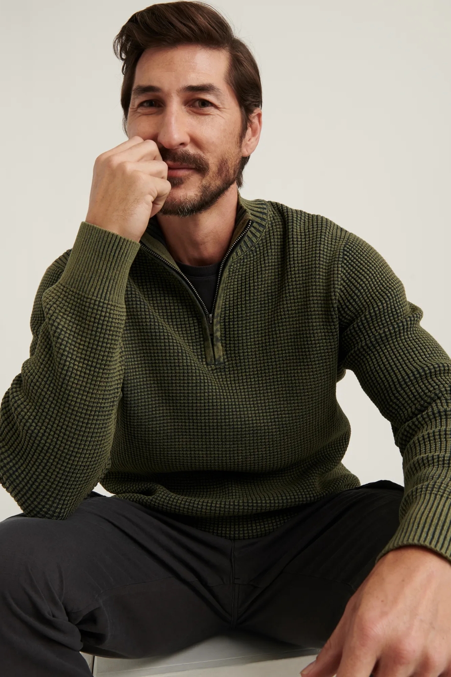 1/2 ZIPPED WASHED COTTON MOCK NECK, image 6