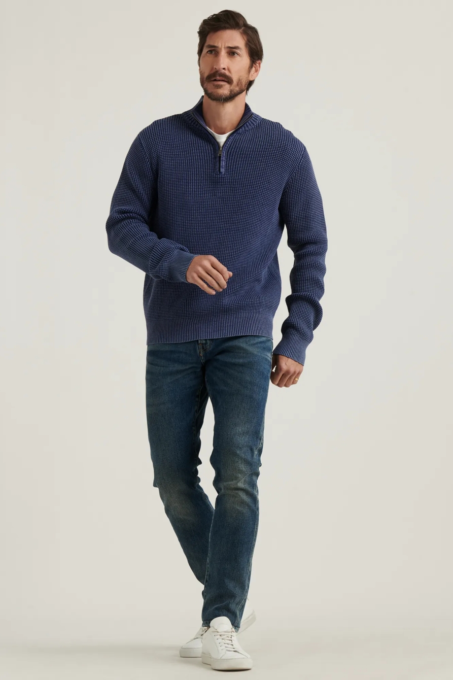 1/2 ZIPPED WASHED COTTON MOCK NECK, image 2