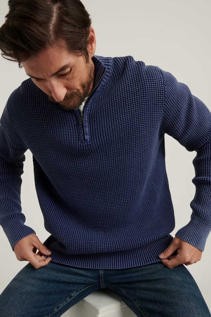1/2 ZIPPED WASHED COTTON MOCK NECK, image 5