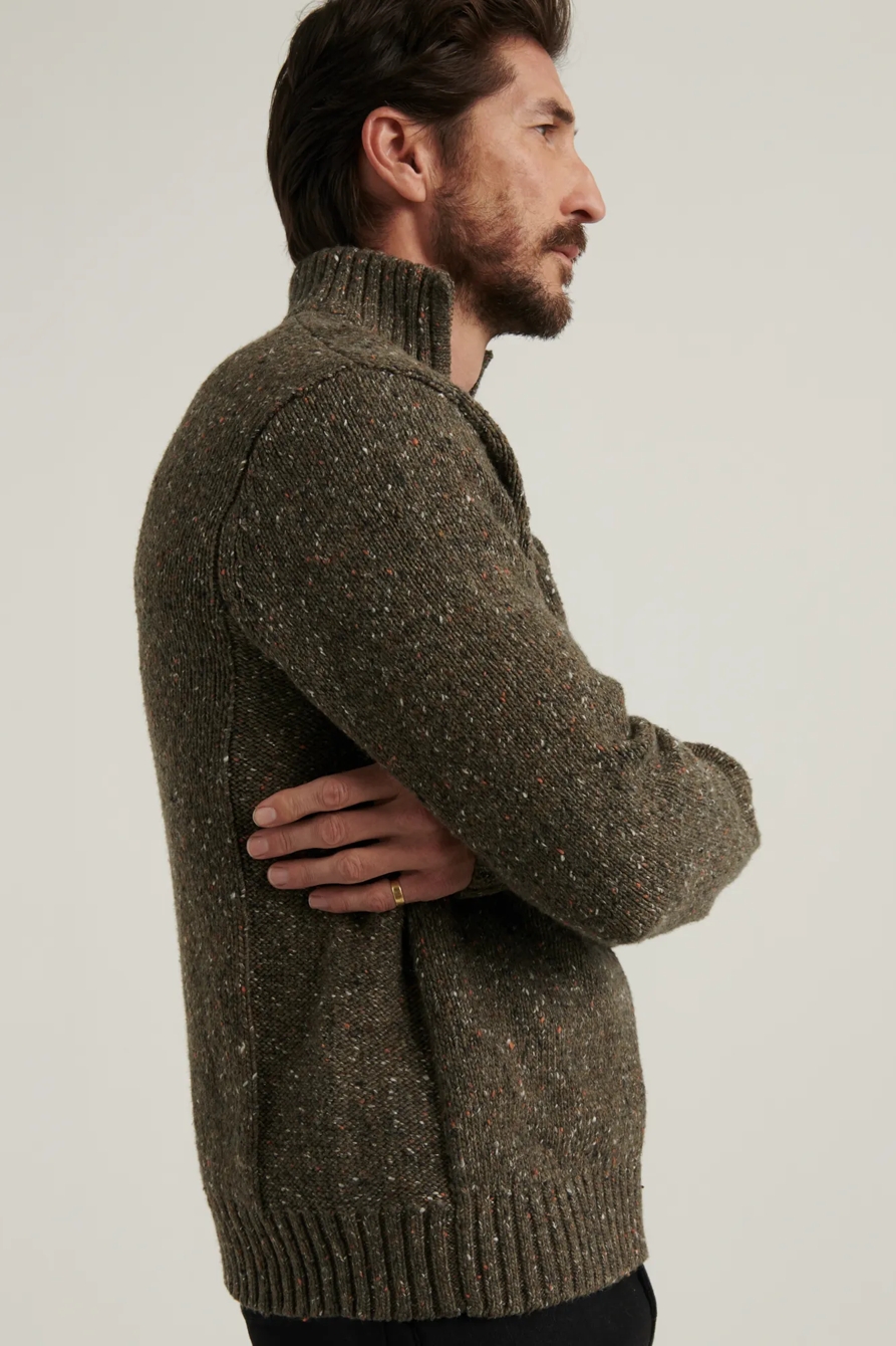 DONEGAL HALF ZIP MOCK NECK SWEATER, image 3