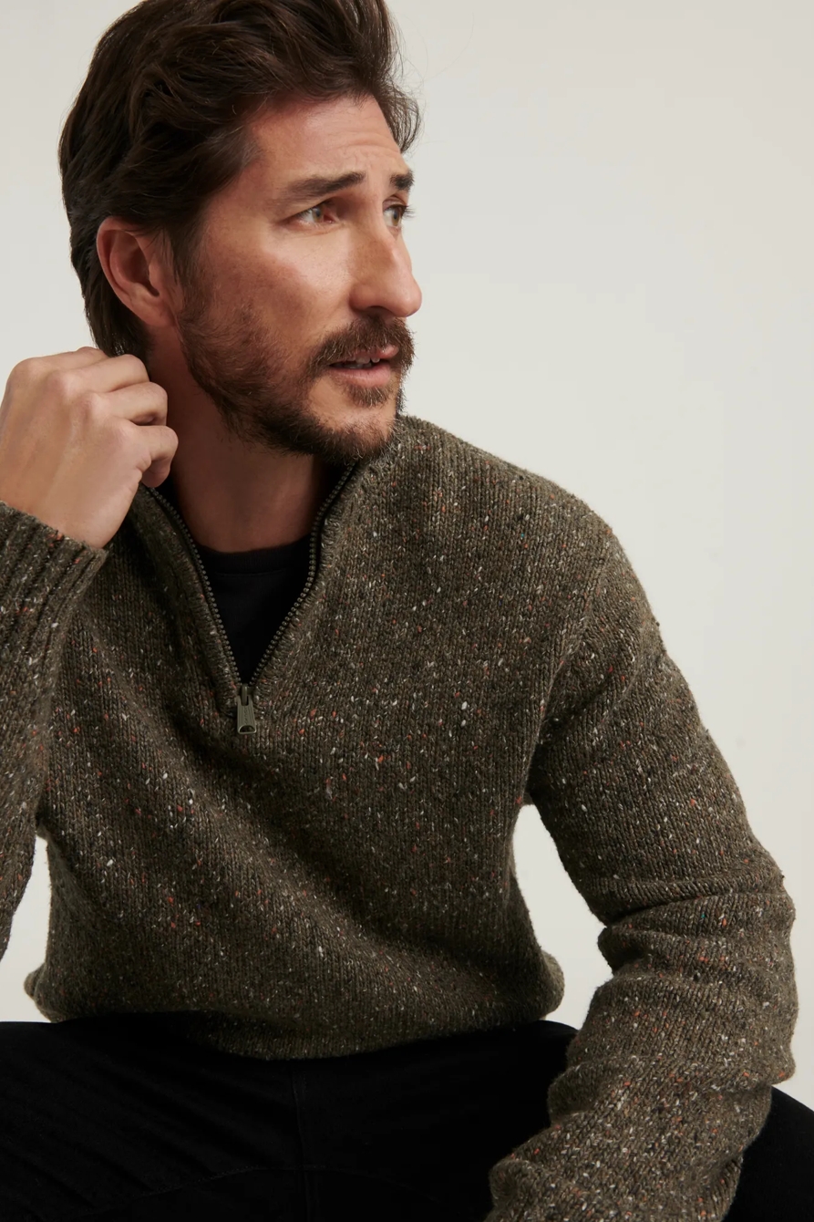 DONEGAL HALF ZIP MOCK NECK SWEATER, image 5