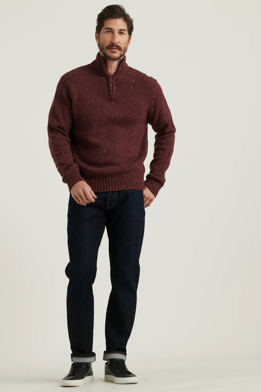DONEGAL HALF ZIP MOCK NECK SWEATER, image 2
