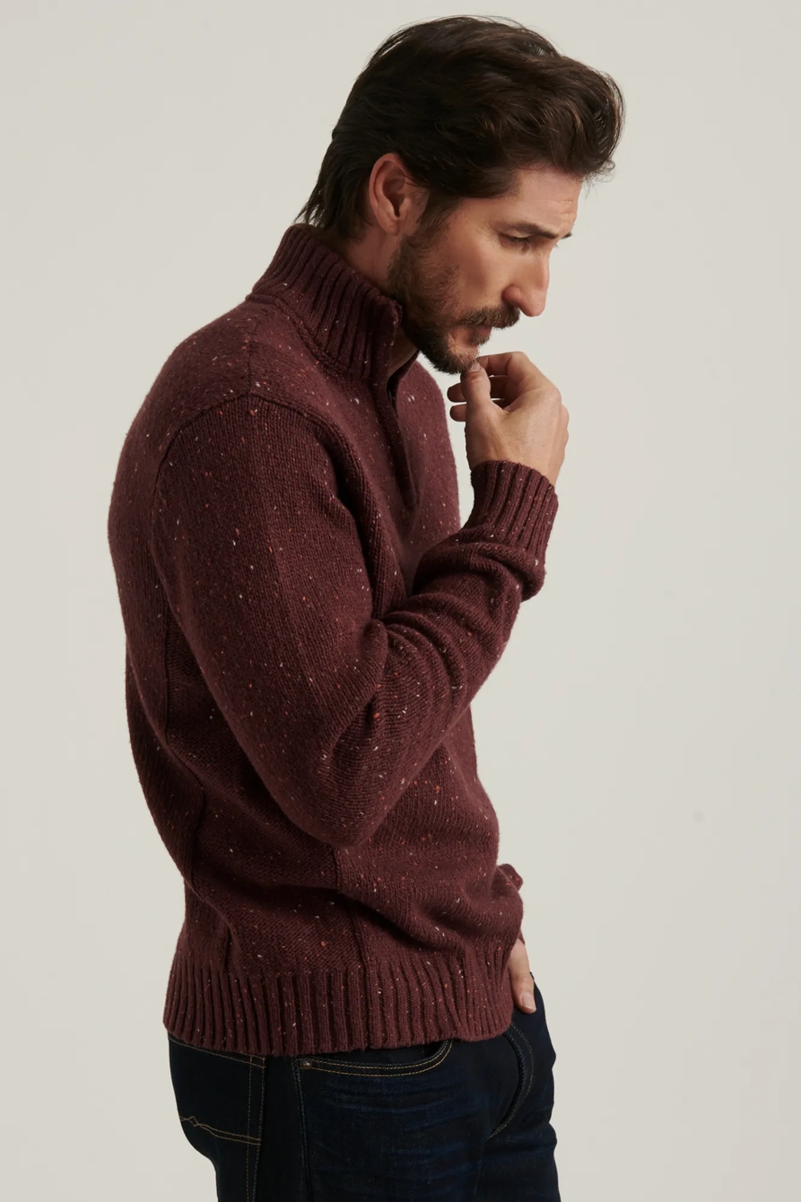 DONEGAL HALF ZIP MOCK NECK SWEATER, image 3