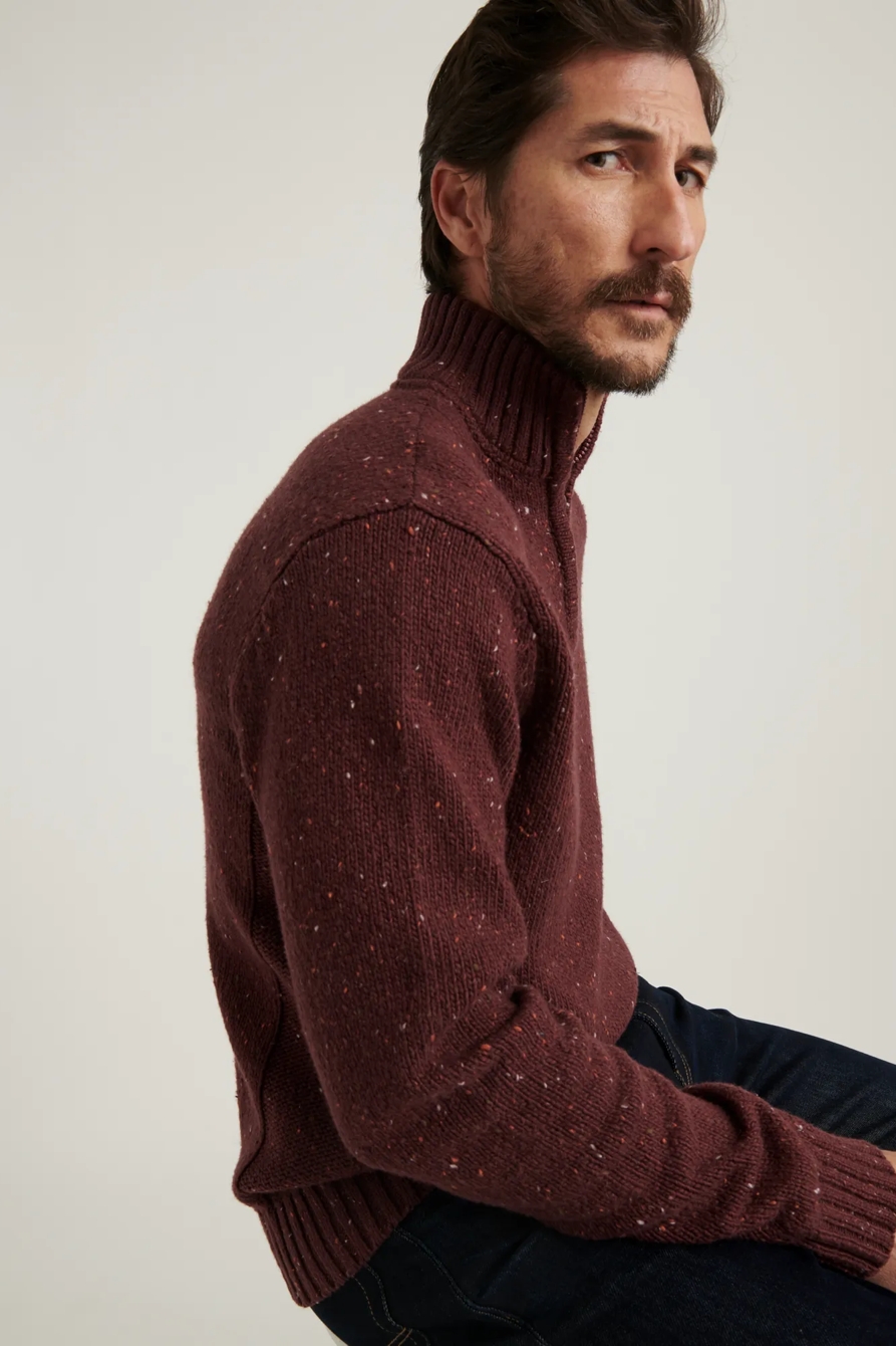 DONEGAL HALF ZIP MOCK NECK SWEATER, image 5