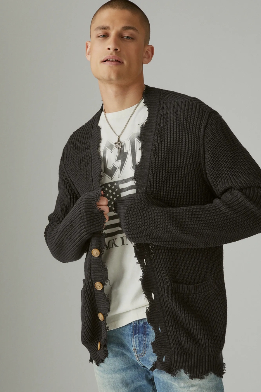 DISTRESSED ACID WASH CARDIGAN, image 2