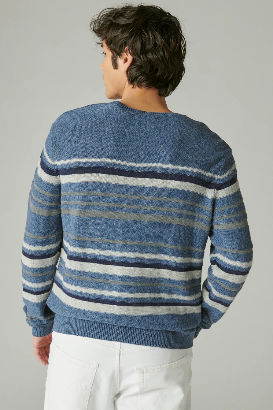 STRIPED WELTERWEIGHT V-NECK SWEATER, image 3