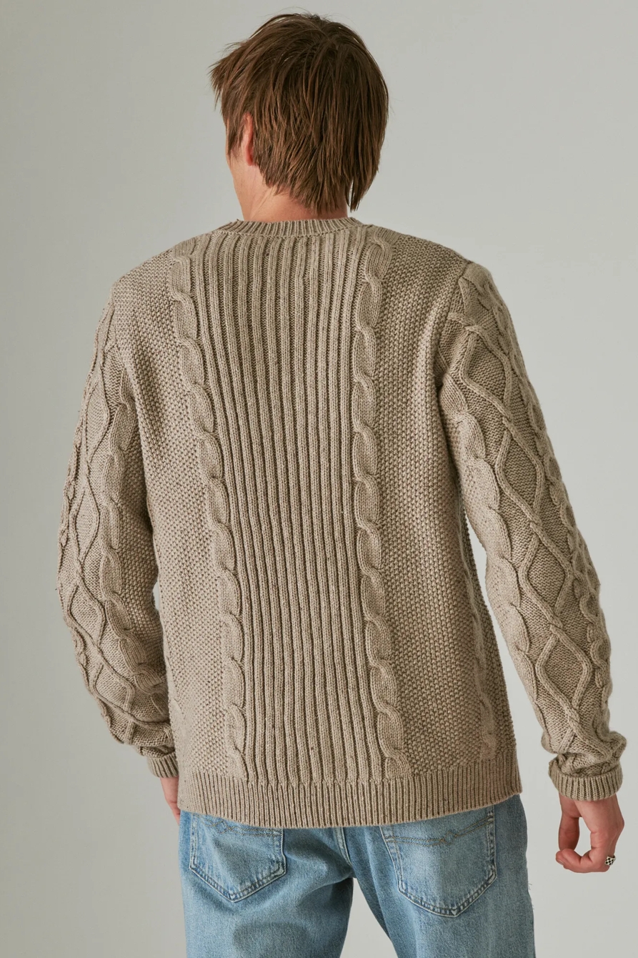 MIXED STITCH TWEED CREW NECK SWEATER, image 3