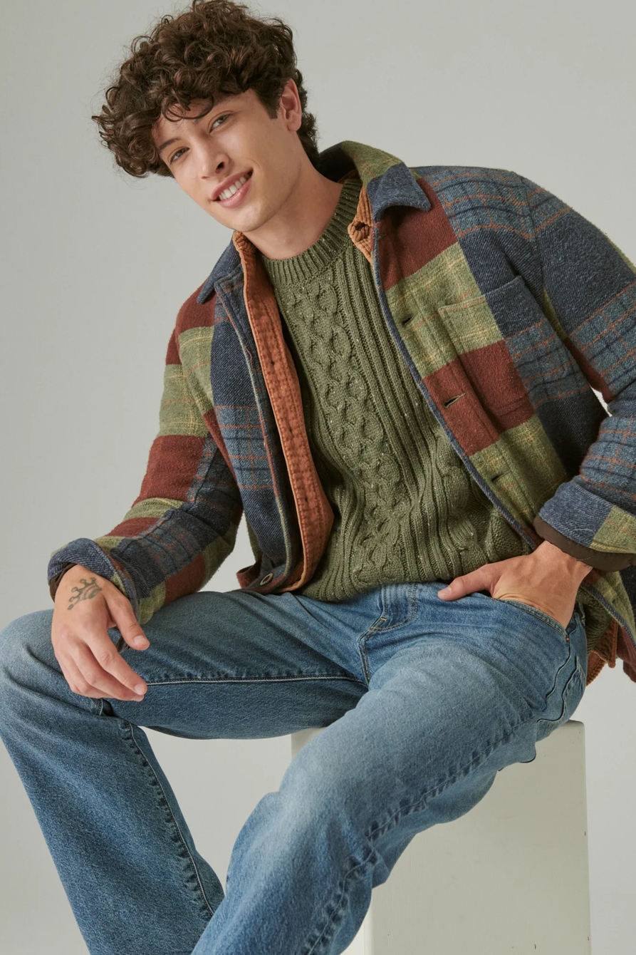 MIXED STITCH TWEED CREW NECK SWEATER, image 2