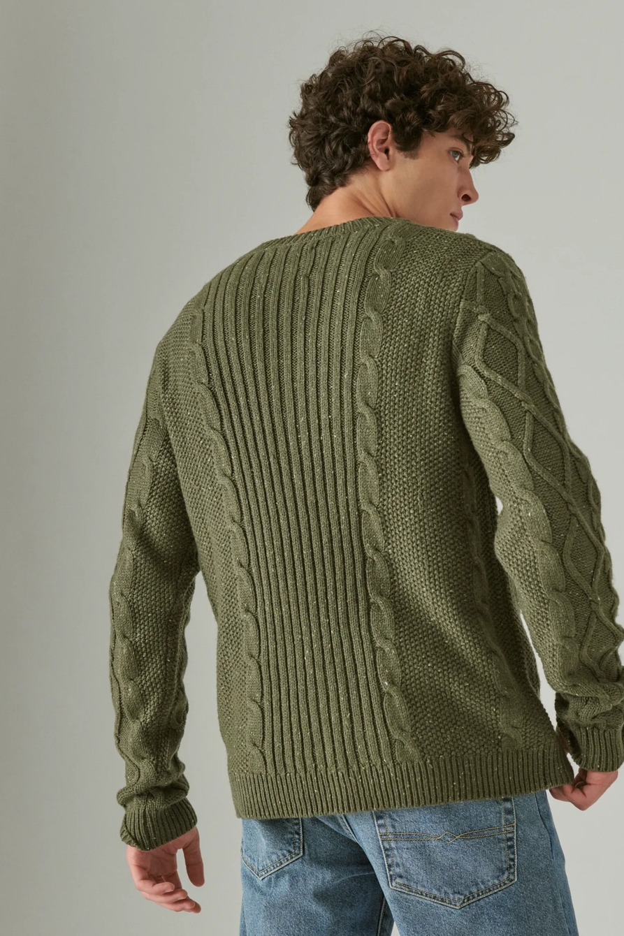 MIXED STITCH TWEED CREW NECK SWEATER, image 3