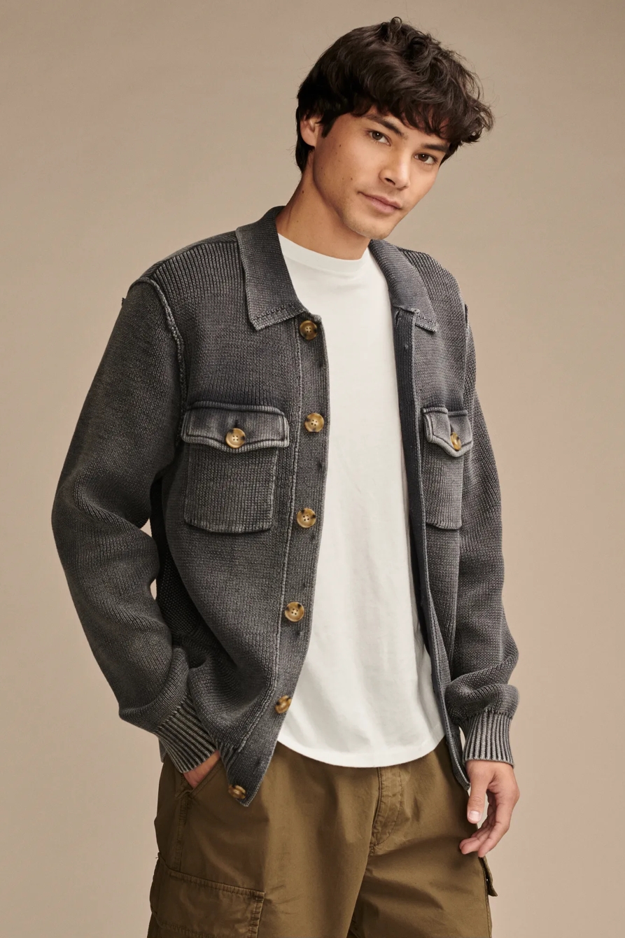 ACID WASH BUTTON THROUGH SWEATER CARDIGAN, image 2