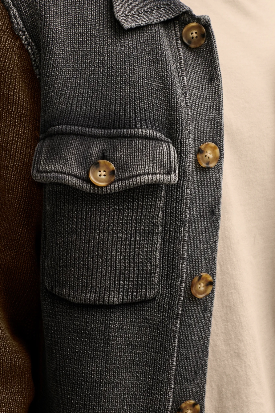 ACID WASH BUTTON THROUGH SWEATER CARDIGAN, image 3