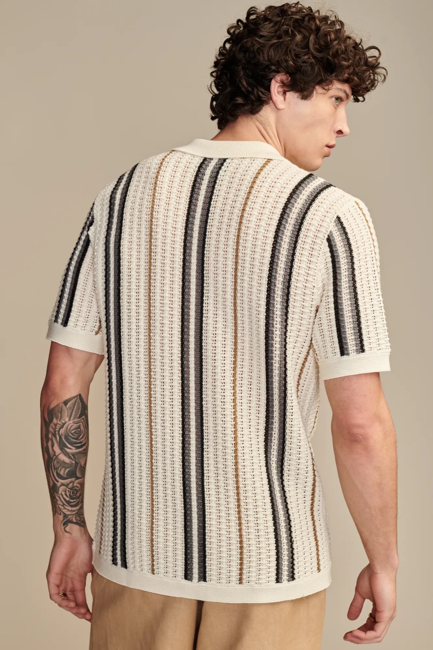 STRIPE SWEATER SHORT SLEEVE BUTTON DOWN SHIRT, image 5