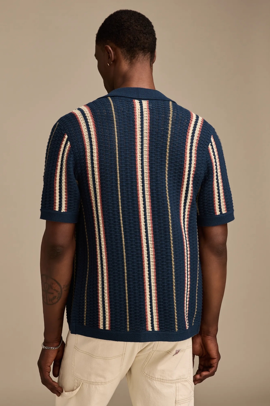 STRIPE SWEATER SHORT SLEEVE BUTTON DOWN SHIRT, image 5