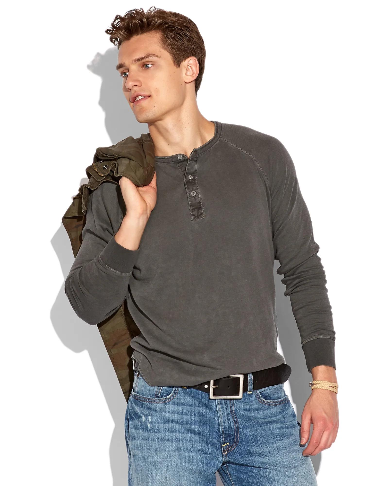 LS DOUBLE KNIT HENLEY, image 1