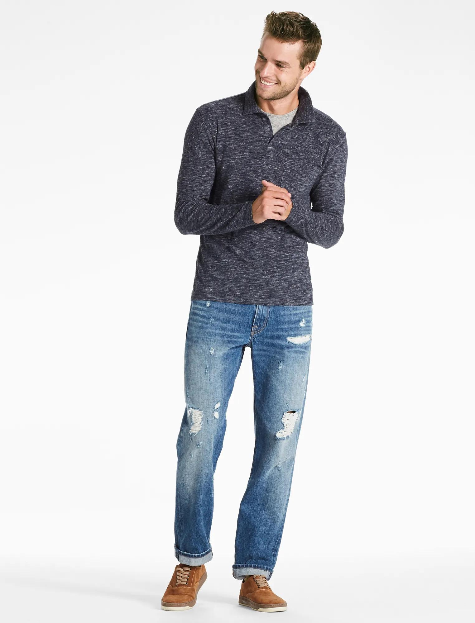 LONG SLEEVE JOHNNY COLLAR POLO, image 2