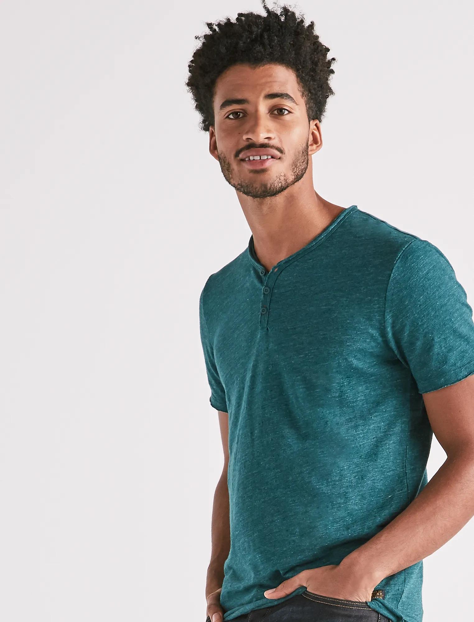 RAW EDGE Y-NECK HENLEY, image 1