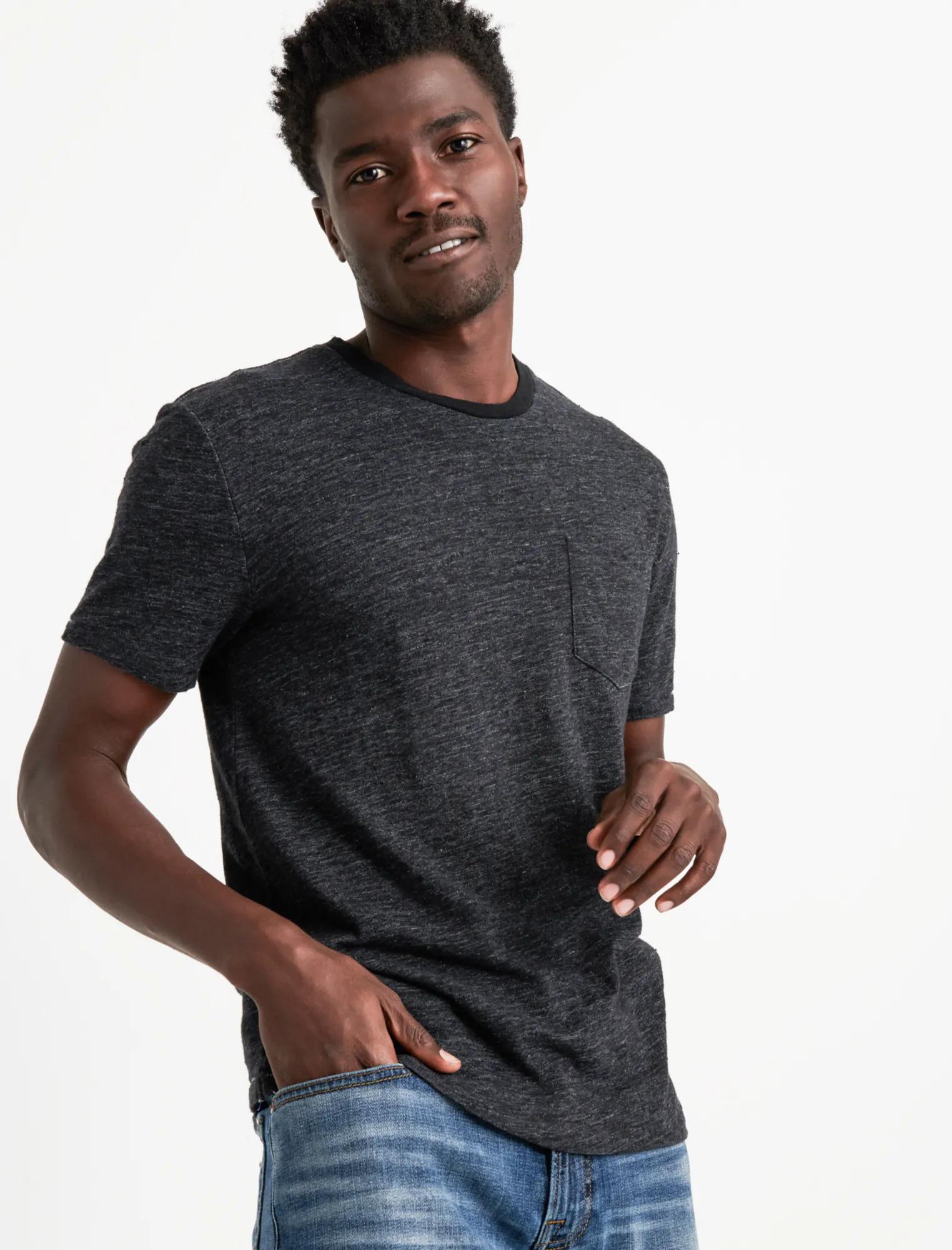 LINEN ONE POCKET TEE, image 1