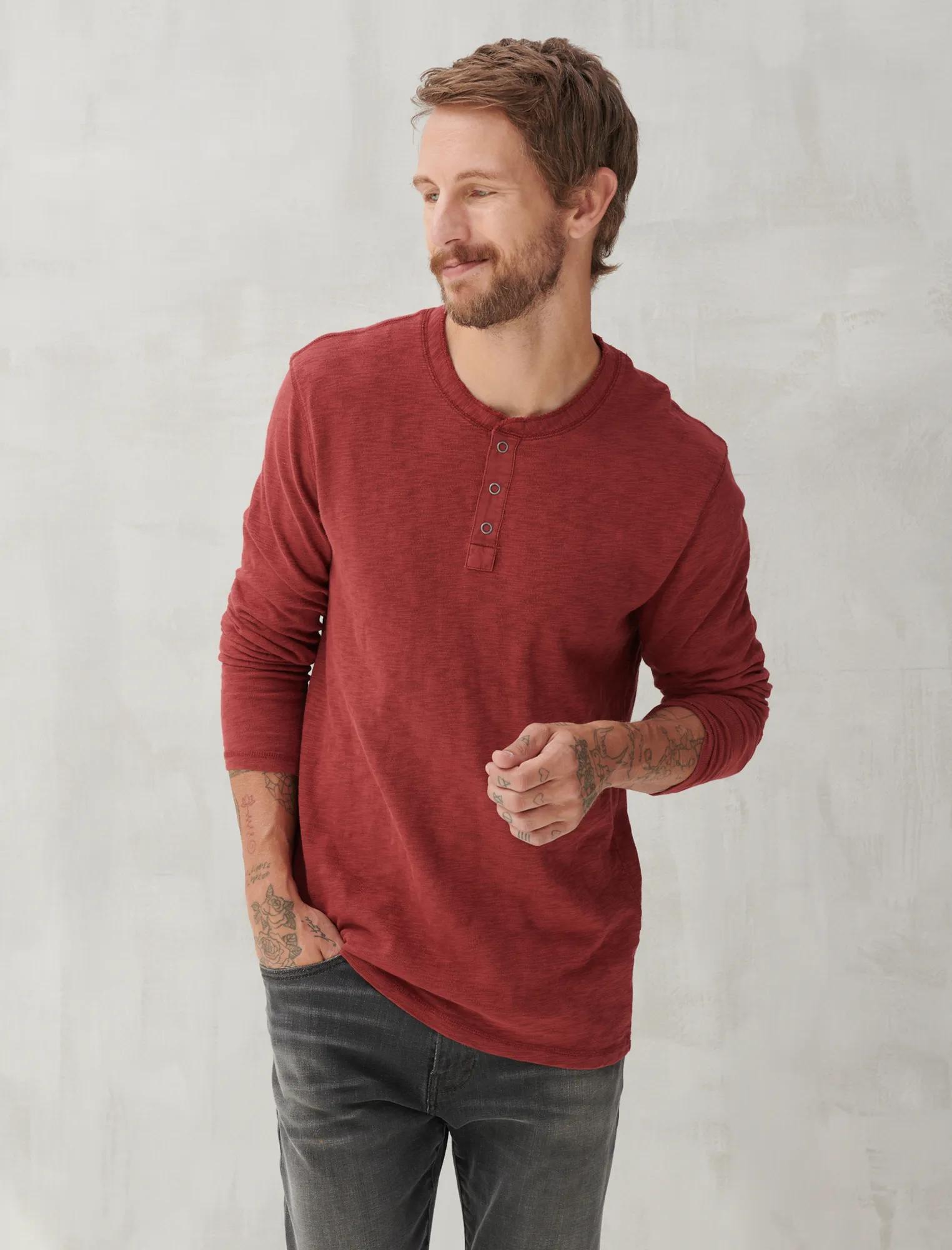 【HI FI FNK】Snap Slim Henley Top Women Long Sleeve Tops Scoop Neck Low Cut Slim Fitted Henley