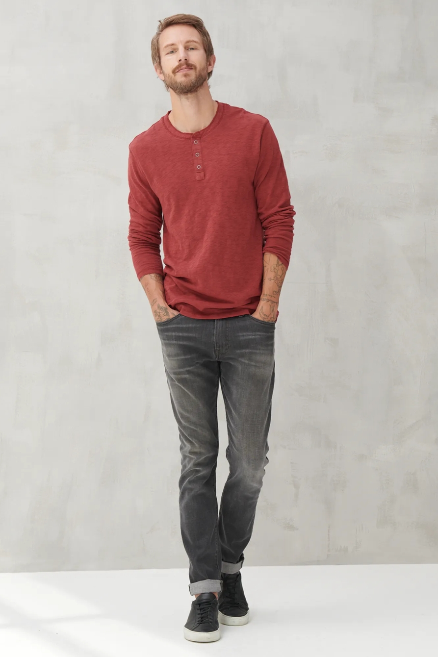 LONG SLEEVE SNAP HENLEY, image 2