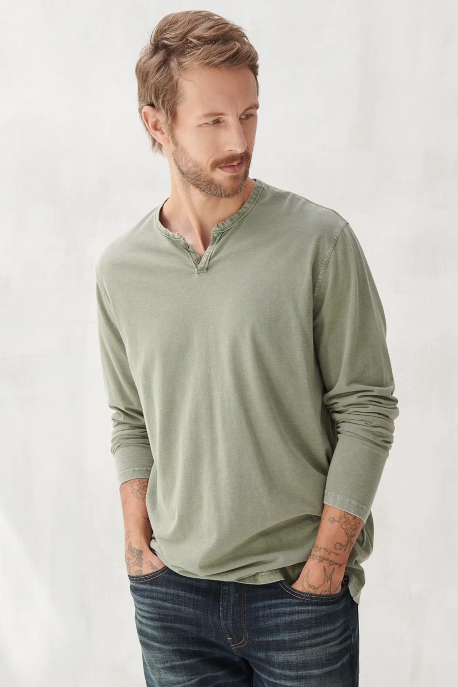 LONG SLEEVE MINERAL WASH BUTTON NOTCH, image 1